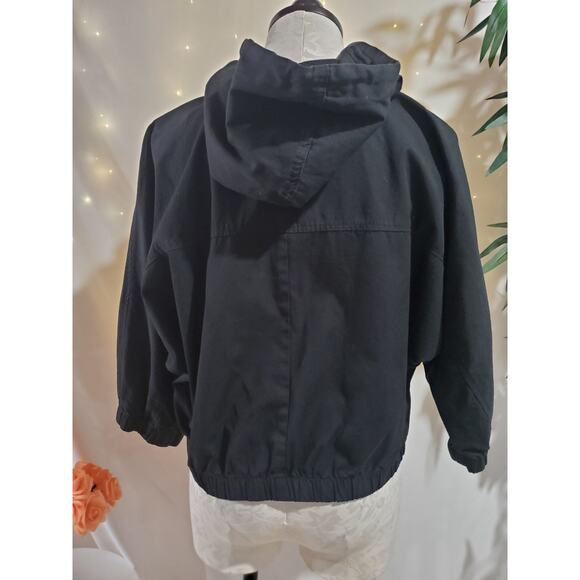 Roxy Vtg Y2K Hooded Batwing Dolman 3/4 Sleeve Zip Jacket Womens Size M Black - Picture 3 of 9
